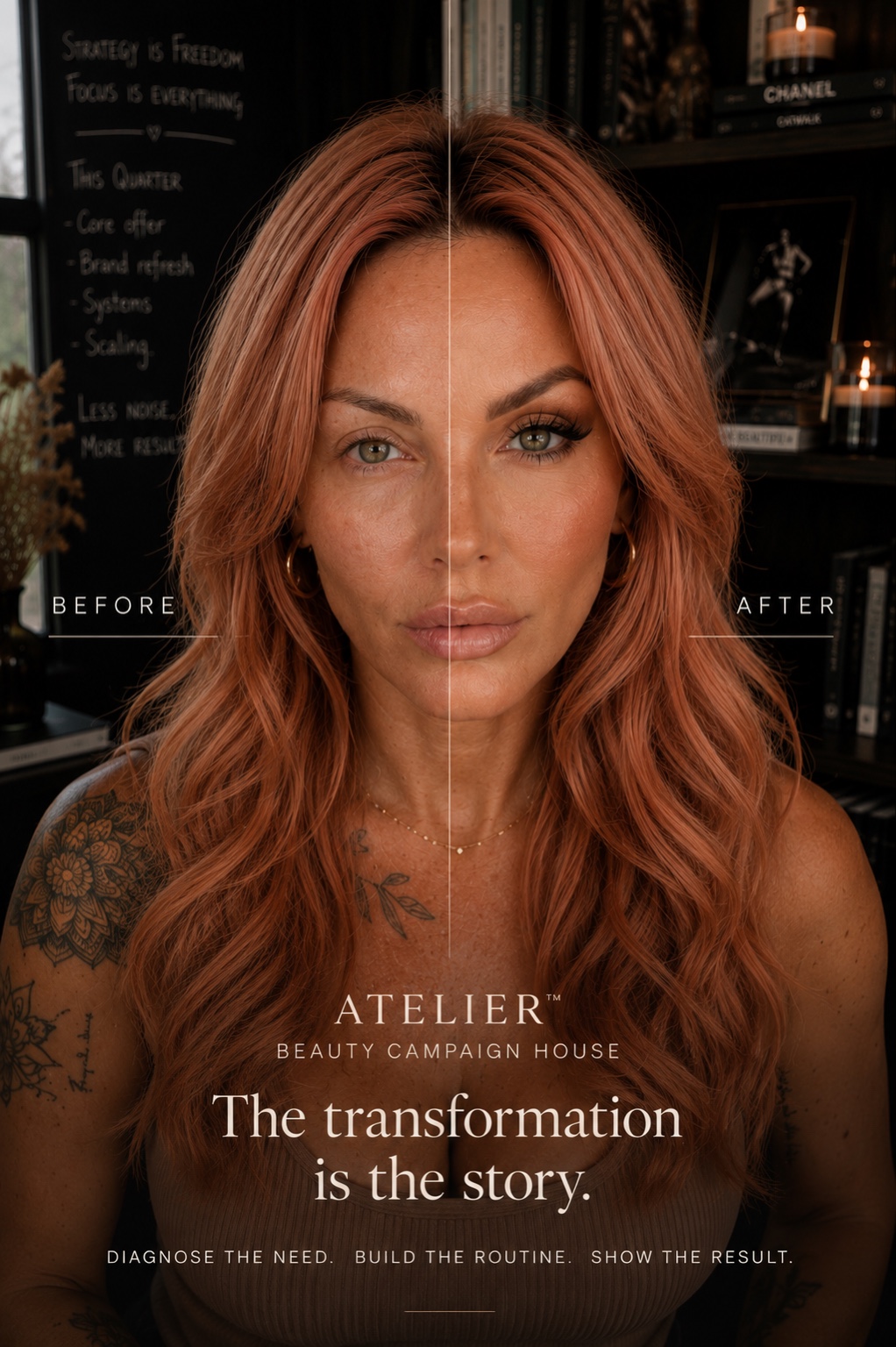 Makeup transformation campaign concept